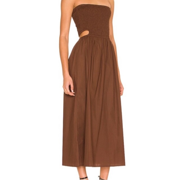 Faithful the Brand NEW NWT Deva Midi Dress in Plain Dark Chocolate size XS - Picture 11 of 11